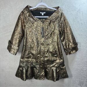 PEPPE PELUSO Metallic Flared Hem Reptile Snake Jacket Size M Party Wear NEW‎